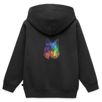 rainbow dog - Kinder Premium Organic Zip Hoodie - Schwarz - Hinten - AI Model Kid Male (0cm)