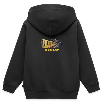 Berlin U Bahn - Souvenir - Kinder Premium Organic Zip Hoodie - Schwarz - Hinten - AI Model Kid Male (0cm)