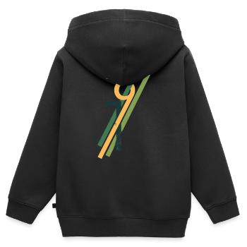 1977 Grün Vintage - Kinder Premium Organic Zip Hoodie - Schwarz - Hinten - AI Model Kid Male (0cm)