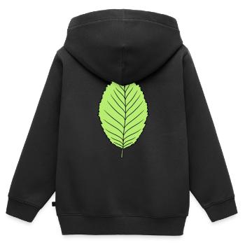 hêtre feuille arbre plante forme clip art conception forêt - Sweat Premium à capuche zippé enfant bio - noir - Dos - AI Model Kid Male (0cm)