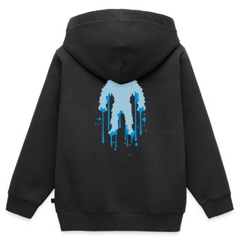 glace humide fondre graffiti gouttes timbre - Sweat Premium à capuche zippé enfant bio - noir - Dos - AI Model Kid Male (0cm)
