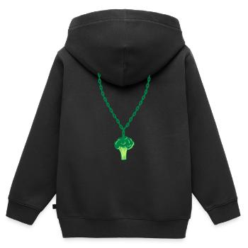 halskette brokkoli schmuck gesund vitamine gemuese - Kinder Premium Organic Zip Hoodie - Schwarz - Hinten - AI Model Kid Male (0cm)