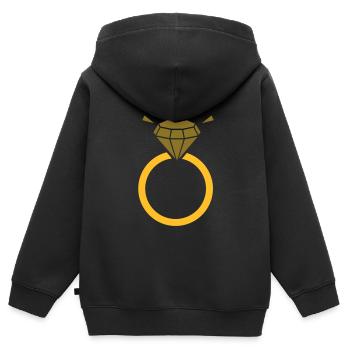 Ring - Kinder Premium Organic Zip Hoodie - Schwarz - Hinten - AI Model Kid Male (0cm)