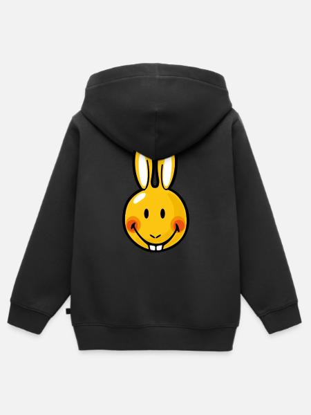 Smiley Rabbit - Kinder Premium Organic Zip Hoodie - Schwarz