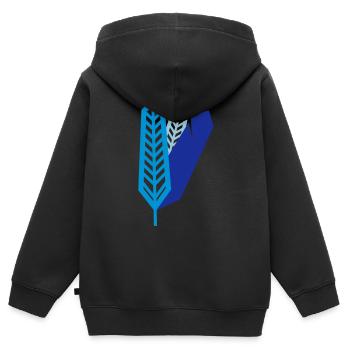 Federn - Kinder Premium Organic Zip Hoodie - Schwarz - Hinten - AI Model Kid Male (0cm)