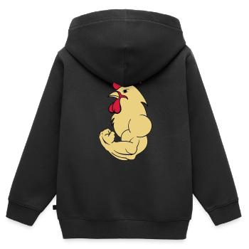 bodybuilder_hahn_2 - Kinder Premium Organic Zip Hoodie - Schwarz - Hinten - AI Model Kid Male (0cm)