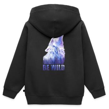 Wolf be wild - Kinder Premium Organic Zip Hoodie - Schwarz - Hinten - AI Model Kid Male (0cm)
