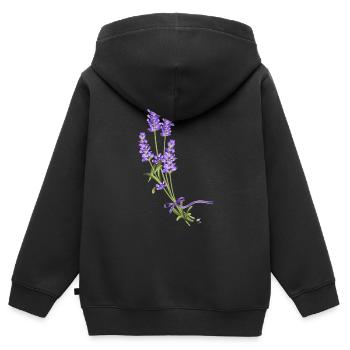 Lavendel Blumen mit einem lila Schleife gebunden - Kinder Premium Organic Zip Hoodie - Schwarz - Hinten - AI Model Kid Male (0cm)
