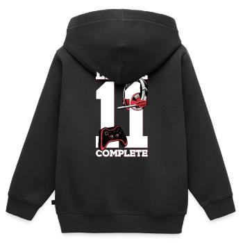 11. GEBURTSTAG GAMER LEVEL 11 COMPLETE - Kinder Premium Organic Zip Hoodie - Schwarz - Hinten - AI Model Kid Male (0cm)