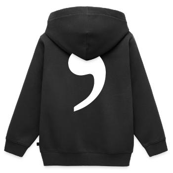 virgule blanc tendance idée cadeau ponctuation - Sweat Premium à capuche zippé enfant bio - noir - Dos - AI Model Kid Male (0cm)