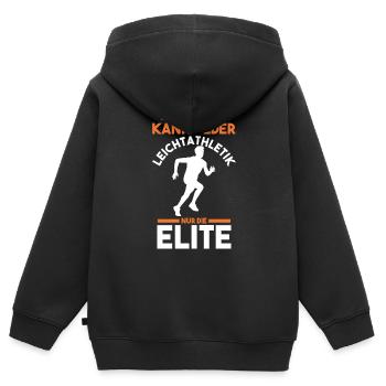 Leichtathletik - Kinder Premium Organic Zip Hoodie - Schwarz - Hinten - AI Model Kid Male (0cm)