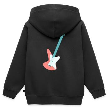 E- Gitarre - Kinder Premium Organic Zip Hoodie - Schwarz - Hinten - AI Model Kid Male (0cm)