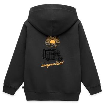 Freiheit im eigenen Hotel 1 - Kinder Premium Organic Zip Hoodie - Schwarz - Hinten - AI Model Kid Male (0cm)