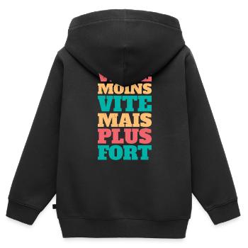 langsames Leben, Mama Bär, langsames Leben, Natur, langsam, ca - Kinder Premium Organic Zip Hoodie - Schwarz - Hinten - AI Model Kid Male (0cm)
