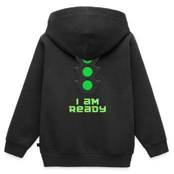 I au feu de circulation Ready - Sweat Premium à capuche zippé enfant bio - noir - Dos - AI Model Kid Male (0cm)