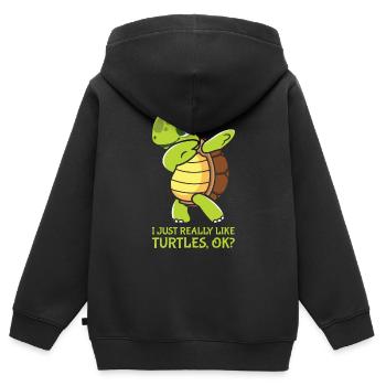 Drôle de tortue de mer Tortue de mer Eau de mer - Sweat Premium à capuche zippé enfant bio - noir - Dos - AI Model Kid Male (0cm)
