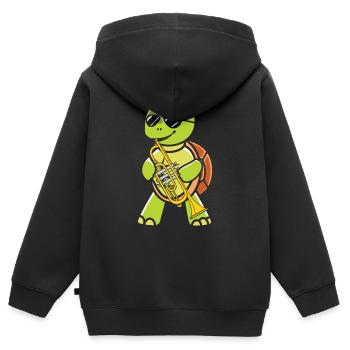Drôle de tortue de mer Tortue de mer Eau de mer - Sweat Premium à capuche zippé enfant bio - noir - Dos - AI Model Kid Male (0cm)
