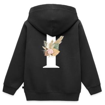 Brief Ich blühte - Kinder Premium Organic Zip Hoodie - Schwarz - Hinten - AI Model Kid Male (0cm)