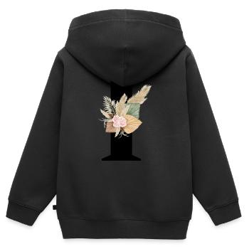 Brief Ich blühte - Kinder Premium Organic Zip Hoodie - Schwarz - Hinten - AI Model Kid Male (0cm)