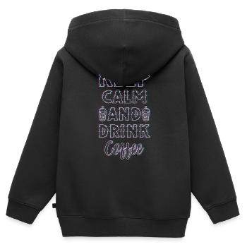 Kaffeebohne Energie Müdigkeit Trinken - Kinder Premium Organic Zip Hoodie - Schwarz - Hinten - AI Model Kid Male (0cm)