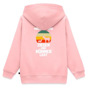 Rétro Chèvres Poulets Fille - Sweat Premium à capuche zippé enfant bio - rose - Dos - AI Model Kid Female (0cm)