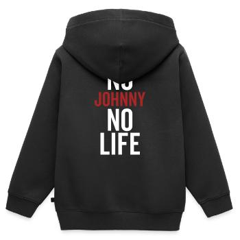 Pas de Johnny Pas de vie - Sweat Premium à capuche zippé enfant bio - noir - Dos - AI Model Kid Male (0cm)