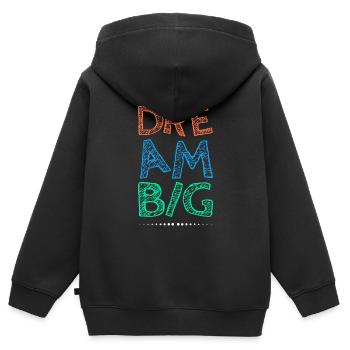 Travailler dur Rêver grand - Sweat Premium à capuche zippé enfant bio - noir - Dos - AI Model Kid Male (0cm)