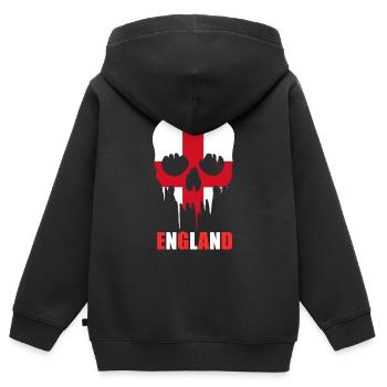 Angleterre - Sweat Premium à capuche zippé enfant bio - noir - Dos - AI Model Kid Male (0cm)