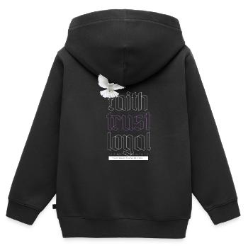 Faith trust loyal - Kinder Premium Organic Zip Hoodie - Schwarz - Hinten - AI Model Kid Male (0cm)