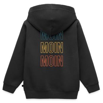 MOIN ist das Lebensgefühl im Norden. Zuhause sein - Kinder Premium Organic Zip Hoodie - Schwarz - Hinten - AI Model Kid Male (0cm)