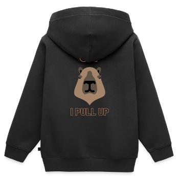 Wasserschwein Ok ich ziehe hoch - Kinder Premium Organic Zip Hoodie - Schwarz - Hinten - AI Model Kid Male (0cm)