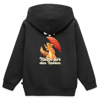 Eichhörnchen Nuss Nüsse Geschenk - Kinder Premium Organic Zip Hoodie - Schwarz - Hinten - AI Model Kid Male (0cm)