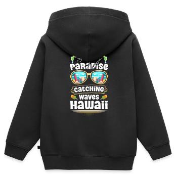 Strand Wellen Sommerurlaub Tauchen - Kinder Premium Organic Zip Hoodie - Schwarz - Hinten - AI Model Kid Male (0cm)