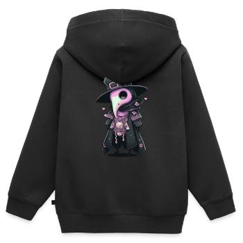 Médecin de la peste avec des cœurs - Sweat Premium à capuche zippé enfant bio - noir - Dos - AI Model Kid Male (0cm)