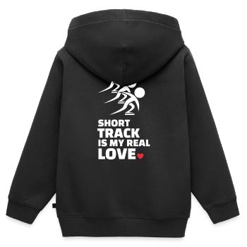 Ich Liebe Kurze Strecke Und Eislaufen - Kinder Premium Organic Zip Hoodie - Schwarz - Hinten - AI Model Kid Male (0cm)