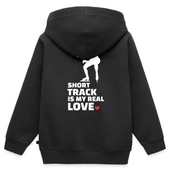 Ich Liebe Kurze Strecke Und Eislaufen - Kinder Premium Organic Zip Hoodie - Schwarz - Hinten - AI Model Kid Male (0cm)