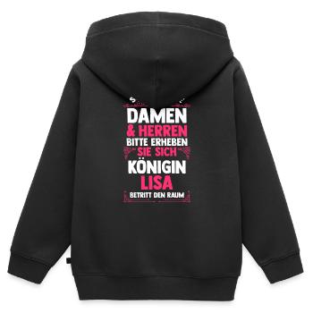 Lisa - Kinder Premium Organic Zip Hoodie - Schwarz - Hinten - AI Model Kid Male (0cm)