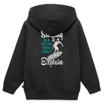 Wassersport Surfergirl Sport Cool - Kinder Premium Organic Zip Hoodie - Schwarz - Hinten - AI Model Kid Male (0cm)