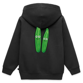 gurken,paar,gurken,gurke,salatgurke,pärchen - Kinder Premium Organic Zip Hoodie - Schwarz - Hinten - AI Model Kid Male (0cm)