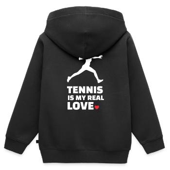 Ich Liebe Tennis - Kinder Premium Organic Zip Hoodie - Schwarz - Hinten - AI Model Kid Male (0cm)