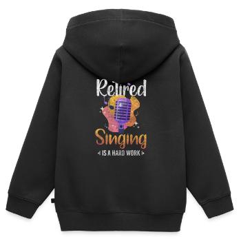 Sänger Melodie Noten Mikrofon - Kinder Premium Organic Zip Hoodie - Schwarz - Hinten - AI Model Kid Male (0cm)