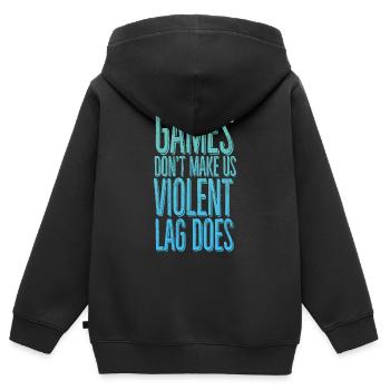 Les jeux ne nous rendent pas violents, le décalage si. - Sweat Premium à capuche zippé enfant bio - noir - Dos - AI Model Kid Male (0cm)