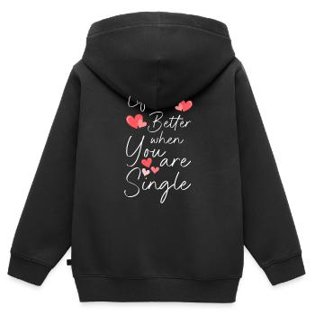 Statut relationnel Liberté seule - Sweat Premium à capuche zippé enfant bio - noir - Dos - AI Model Kid Male (0cm)