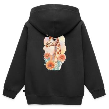 Girafe - Sweat Premium à capuche zippé enfant bio - noir - Dos - AI Model Kid Male (0cm)