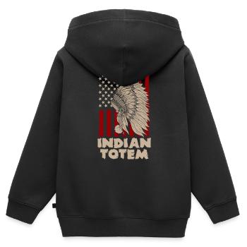 Totem Federschmuck - Kinder Premium Organic Zip Hoodie - Schwarz - Hinten - AI Model Kid Male (0cm)