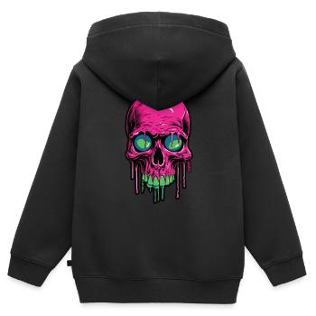 Pink Skull - Kinder Premium Organic Zip Hoodie - Schwarz - Hinten - AI Model Kid Male (0cm)