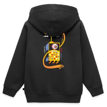 Beispielrechner-Elektrisch - Kinder Premium Organic Zip Hoodie - Schwarz - Hinten - AI Model Kid Male (0cm)