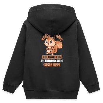 Eichhörnchen - Kinder Premium Organic Zip Hoodie - Schwarz - Hinten - AI Model Kid Male (0cm)