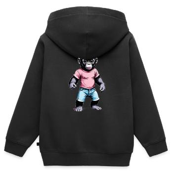 Gorilla Boxer Boxen - Kinder Premium Organic Zip Hoodie - Schwarz - Hinten - AI Model Kid Male (0cm)