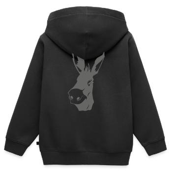 âne gris - Sweat Premium à capuche zippé enfant bio - noir - Dos - AI Model Kid Male (0cm)